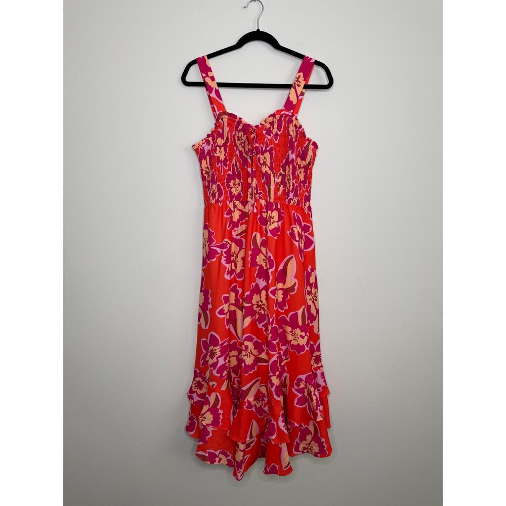 Vacation Tropical Floral Smocked Midi Dress NWT Grace Karin